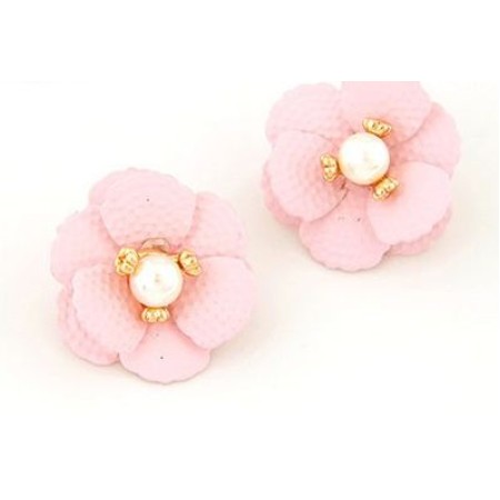 Pink Pearl Stud Earrings